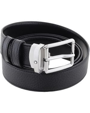 Montblanc Grain Leather Everyday 30Mm Reversible Belt - Black