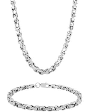 Robert Alton Byzantine Link Stainless Steel Jewellery Set - Metallic