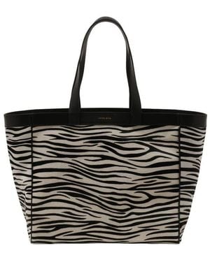 Anine Bing Zebra-Print Leather Tote Bag - Black
