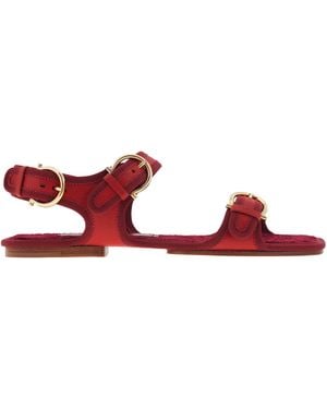 Ferragamo Ferragamo Nomadic Buckle Flat Sandals, Size 7 C - Red
