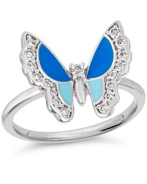 Le Vian Ladies Butterfly Away Cocktail Rings Set - Blue