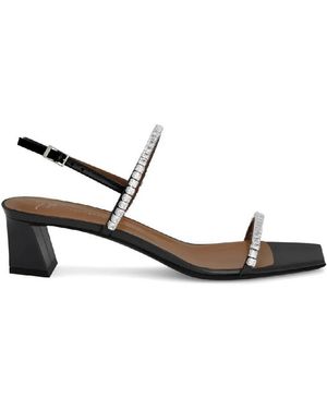 Giuseppe Zanotti Valentiine Crystal 45 Leather Sandals, Brand Size 36 Us - Black