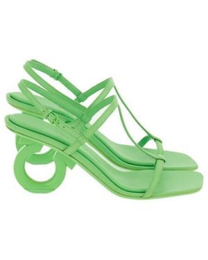 Ferragamo Elina Gancini Heel Sandals - Green