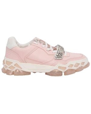 Jimmy Choo Diamond X Strap/F Leather Trainers, Brand Size 34.5 Us - Pink