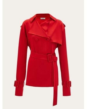 Ferragamo Bright Belted Jacket, Brand Size 38 (Us - Red