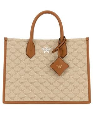 MCM Printed Canvas Himmel Medium Shopping Bag - Natural