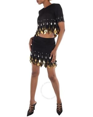 Rabanne Paco Cut Out Embellished Crepe Skirt - Black