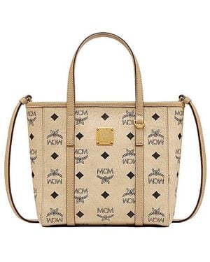 MCM Toni Visetos Top-Zip Mini Shopper Bag - Metallic