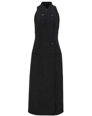 Ferragamo Double-Breasted Sleeveless Dress, Brand Size 40 Us - Black