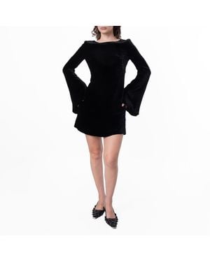 Bally Long-Sleeved Velvet Mini Dress, Brand Size 36 Us Size 0 - Black
