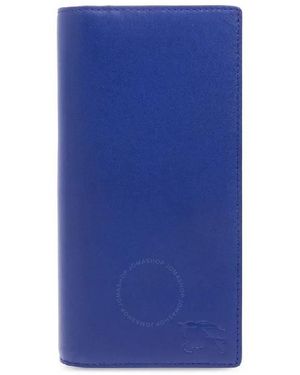 Burberry Ekd Bi-Fold Continental Leather Wallet - Blue