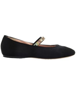 Moschino Mini Logo Lettering Ballet Flats - Black