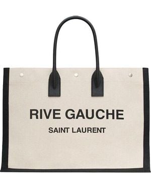 Saint Laurent Rive Gauche Large Tote Bag - Natural