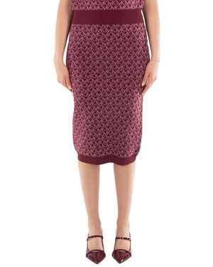 Michael Kors Logo Jacquard High-Waisted Skirt - Red