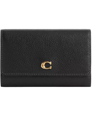 COACH Medium Flap Leather Wallet - Black