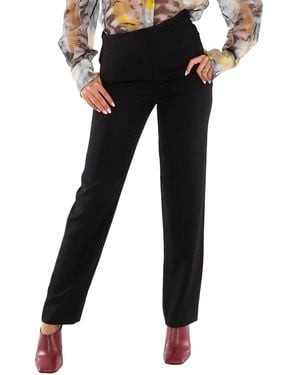Burberry Natasha Ruched-Waist Wool Tailored Trousers, Brand Size 6 (Us - Black