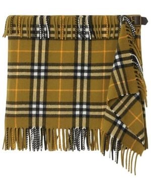 Burberry Check Fringed Mini Scarf Skirt - Green