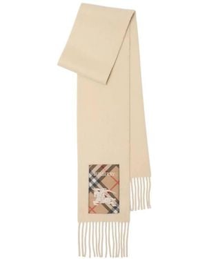 Burberry Check Label Cashmere Scarf - Natural