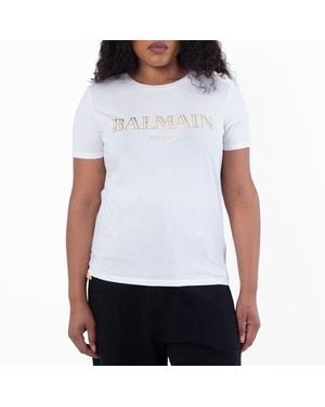 Balmain Paris Logo Cotton T-Shirt - White