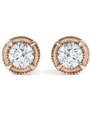 Haus of Brilliance 14K Rose Plated .925 Sterling 1.0 Cttw Round Diamond Solitaire Milgrain Stud Earrings - Metallic