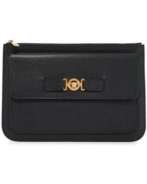 Versace Leather Large Medusa Biggie Clutch - Black