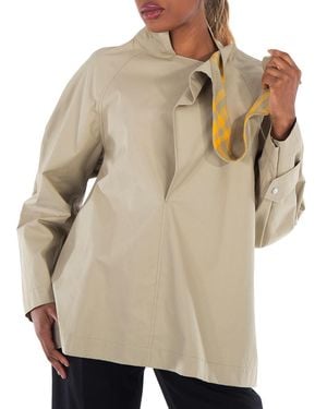 Burberry Cotton Jacket With Puttee Collar, Brand Size 2 (Us - Green