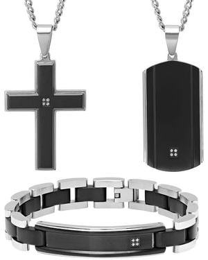 Robert Alton 1/10Ctw Diamond And Stainless Steel Jewellery Set - Black