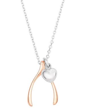Tresorra Sterling Wishbone Pendant Necklace - Metallic