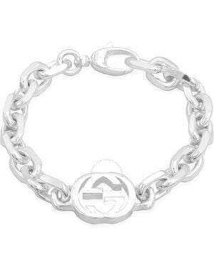 Gucci Interlocking G Motif Sterling Bracelet Size 19 - Metallic