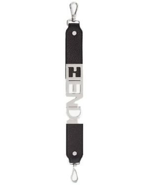 Fendi Leather Logo Bag Strap - Black