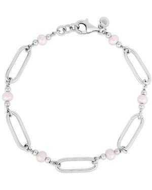 Tresorra Sterling Pearl Paperclip Bracelet - Metallic