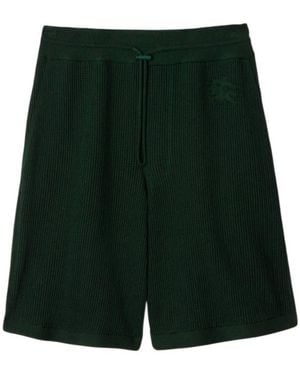 Burberry Ekd Embroidered Cotton Mesh Shorts - Green