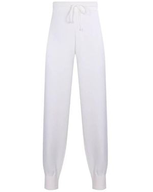 Burberry Logo Embroidered Knitted Track Pants - White