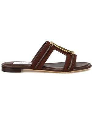 Tod's Tod's Double T Suede Sandals - Brown