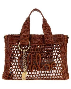 Chloé Caramel Raffia Summer Banana Shopping Bag Claybrown Borse A Mano