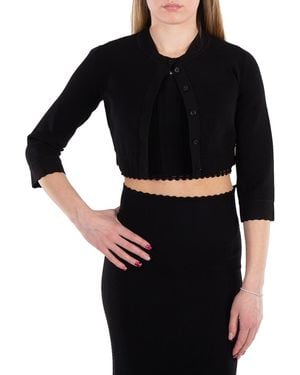 Victoria Beckham Pointelle Cropped Cardigan - Black