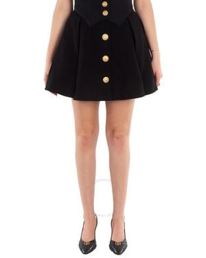 Balmain Pleated Crepe Tulip Skirt - Black
