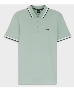 BOSS Paddy Logo Detail Cotton Polo Shirt - Green