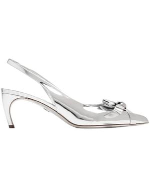 Ferragamo Ferragamo Brilda Bow Detail Slingback Court Shoes - Metallic