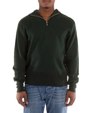 Burberry Wool Half-Zip Hoodie - Green