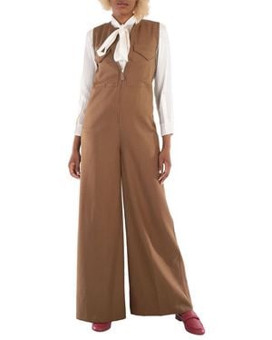 Burberry Ladies Warm Walnut Neave Wool Jumpsuit, Brand Size 4 (Us - Brown