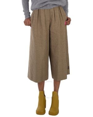 Moncler Check Cropped Trousers, Brand Size 40 (Us - Natural