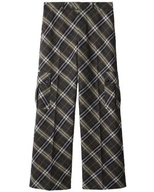 Burberry Check Wool Tailored Trousers, Brand Size 46 Waist - Grey