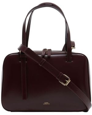 A.P.C. Virginie Box Top Handle Bag Burgundy - Purple