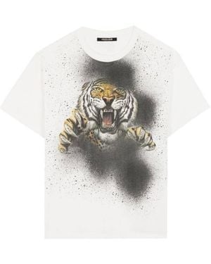 Roberto Cavalli Tiger Graphic Print Cotton T-Shirt - Grey