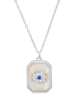 Kylie Harper Sterling Mother Of Pearl & Cz Evil Eye Medallion Pendant - White