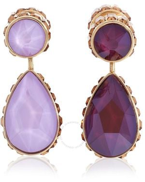 Swarovski Orbita Earrings Asymmetrical, Drop Cut Crystals - Purple