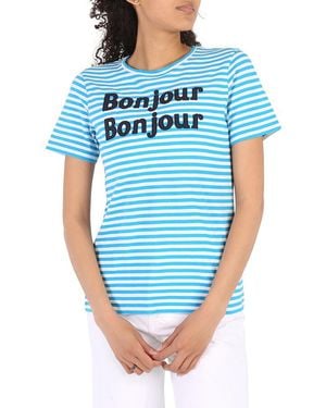 Chinti & Parker Ladies Striped Bonjour Bonjour Jersey T-Shirt - Blue