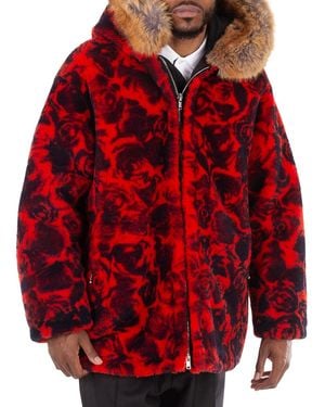 Burberry Shearling Jacket With Floral Print - Red