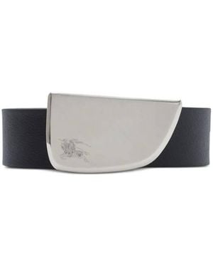 Burberry Shield Buckle Leather Belt - Gray